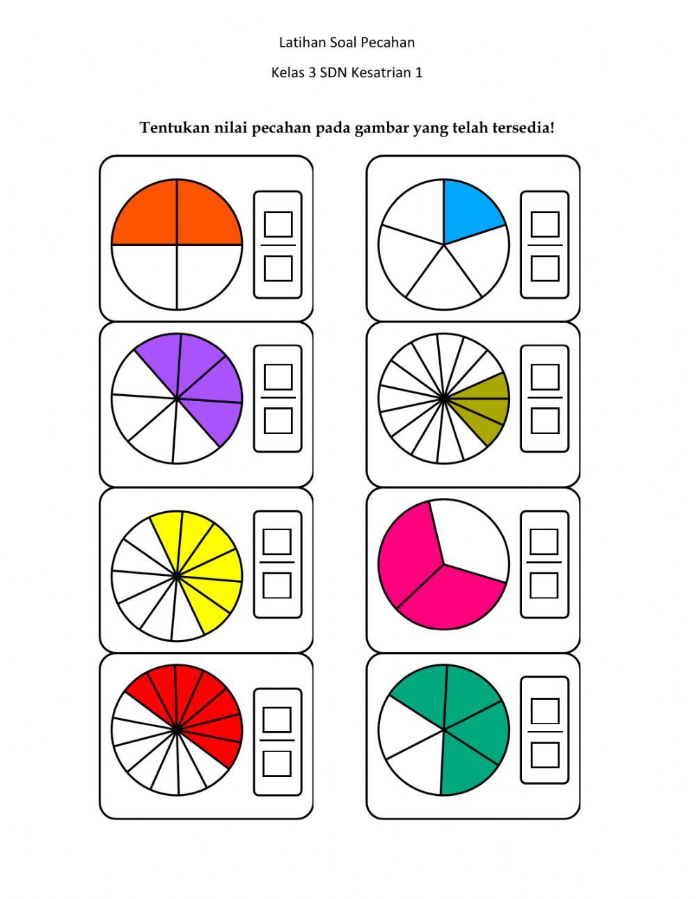 Latihan Soal Pecahan Worksheet Matematika Tema 2 Latihan Soal Pecahan Worksheet Matematika Tema 2