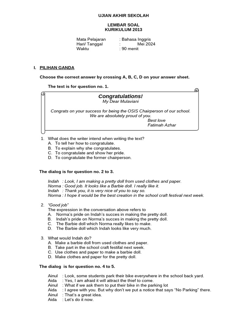 Soal Ujian Sekolah Bahasa Inggris PDF Landslide Sunset