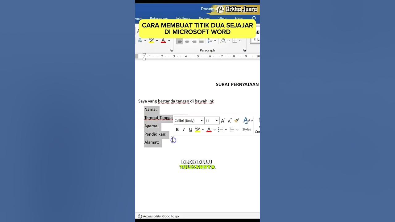 CARA MEMBUAT TITIK DUA SEJAJAR DI MICROSOFT WORD word microsoftoffice