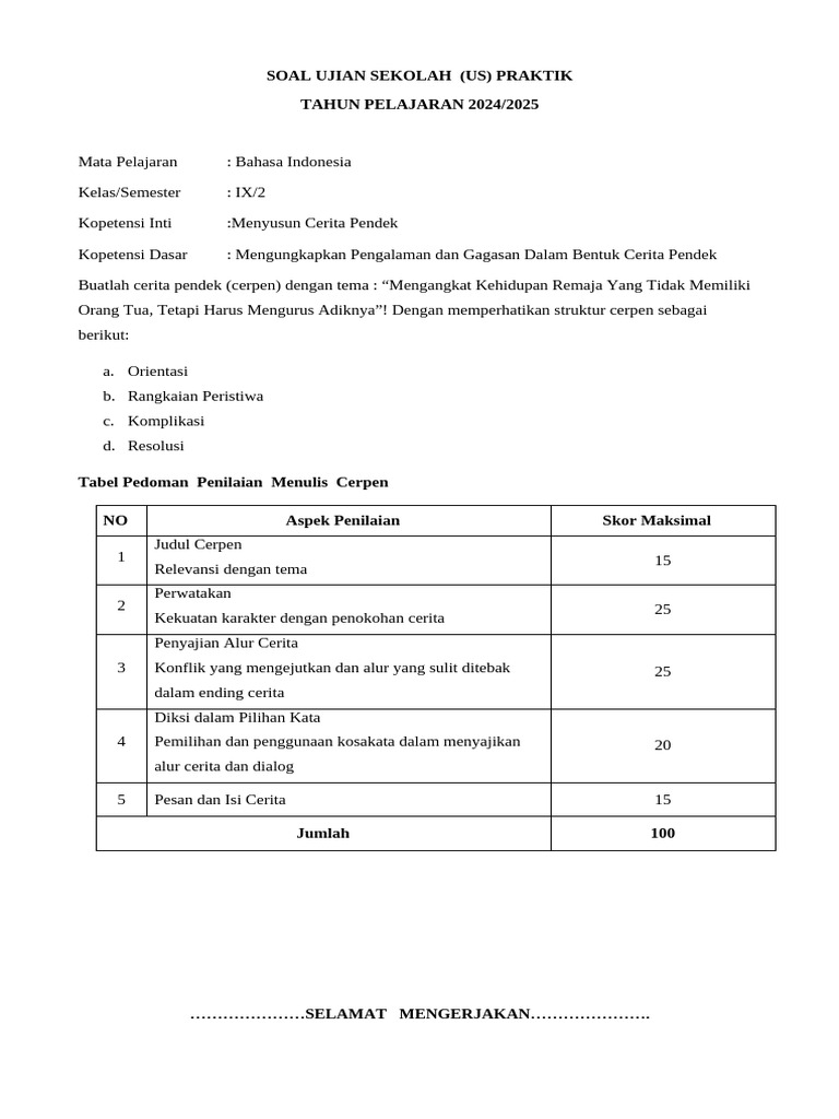 Soal Ujian Sekolah 2025 PDF Soal Ujian Sekolah 2025 PDF