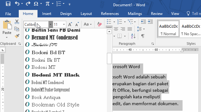 2 Cara Memilih Jenis Font pada Microsoft Word