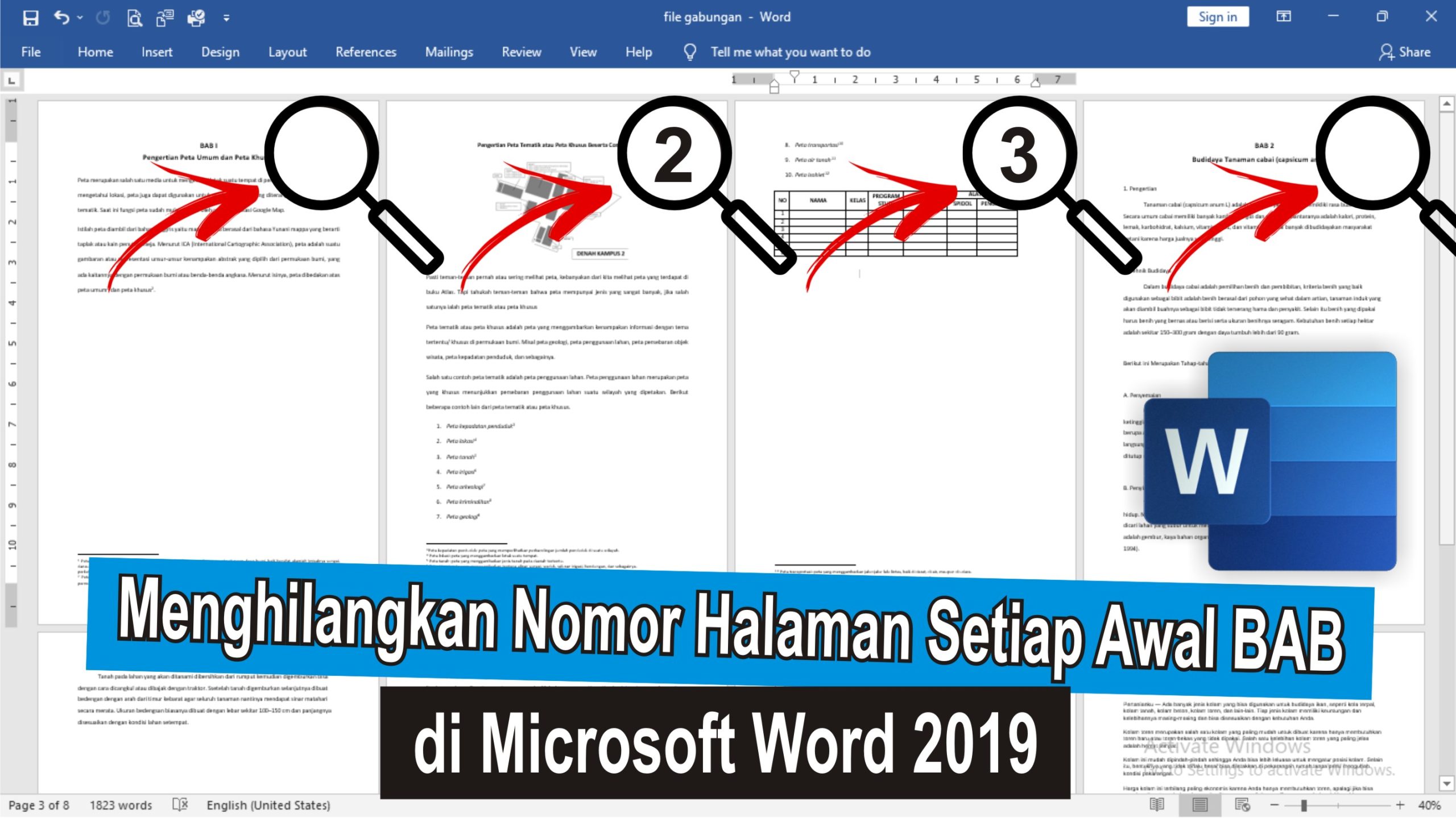 Cara Menghilangkan Nomor Halaman di Word Pada Setiap BAB Cara Menghilangkan Nomor Halaman di Word Pada Setiap BAB