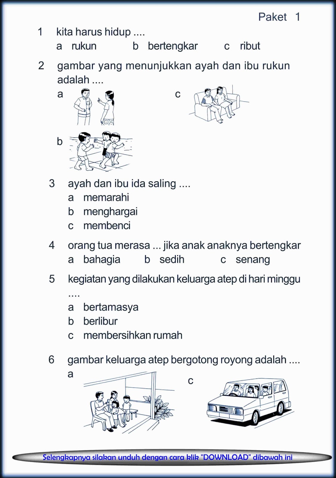 Soal Latihan Kelas 1 Sd - Piffle me
