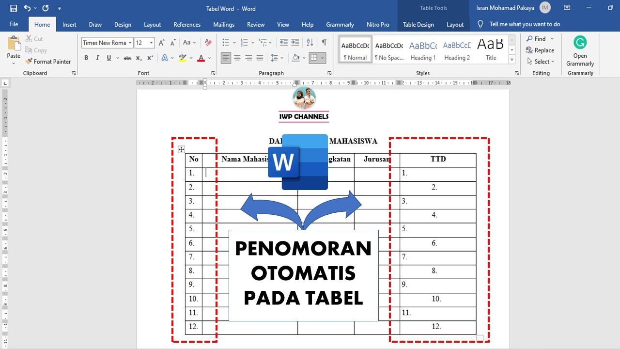 Cara Membuat Penomoran Dan Nomor Ttd Otomatis Di Tabel Microsoft Word Cara Membuat Penomoran Dan Nomor Ttd Otomatis Di Tabel Microsoft Word