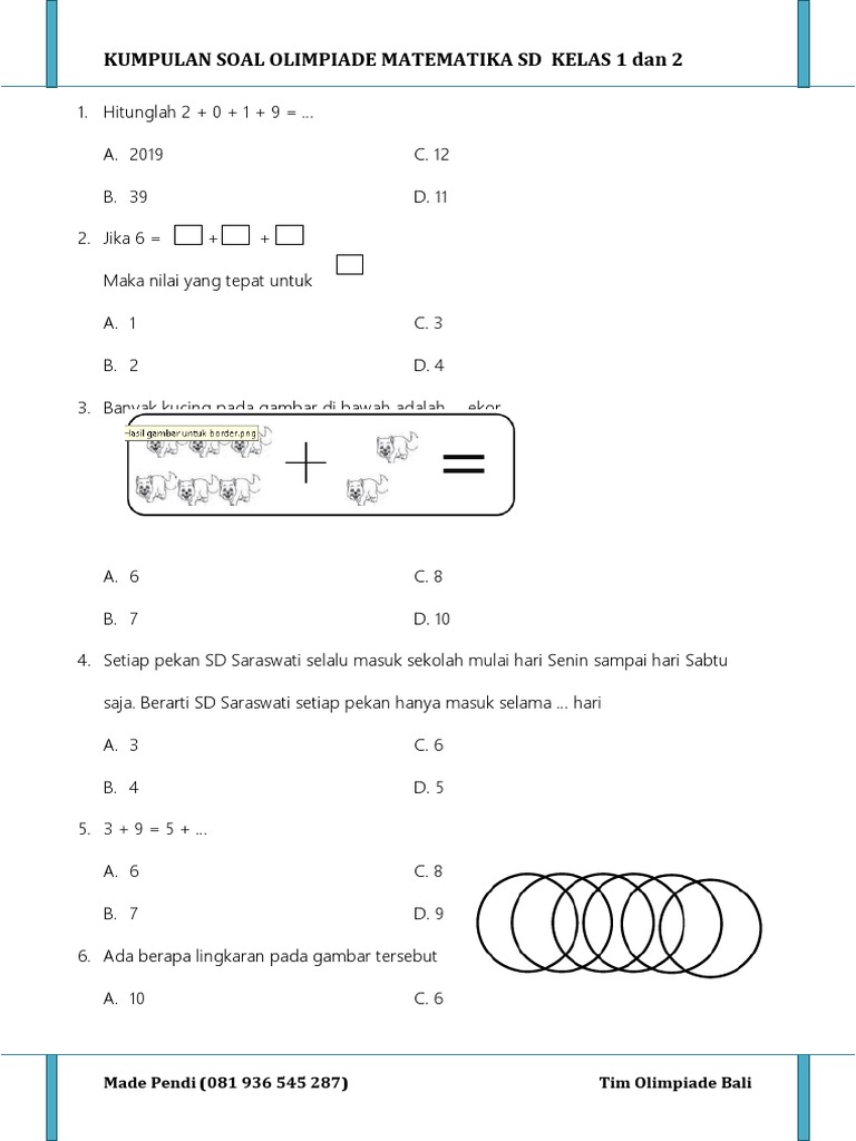 7 Contoh Soal Olimpiade Matematika Kelas 1 SD yang Jarang Diketahui Orang Tua, Wajib Coba!