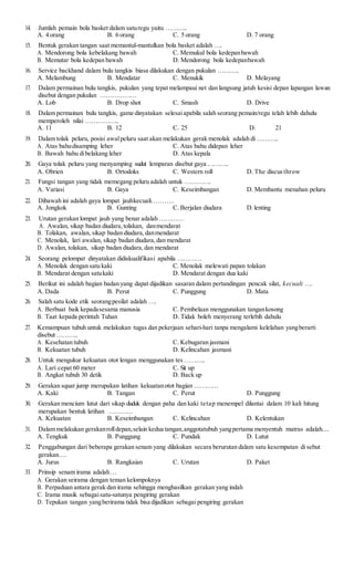 Soal uas pjok kelas 9 smt1 DOCX Soal uas pjok kelas 9 smt1 DOCX