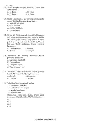 contoh Soal mata pelajaran SKI Kelas 5 docx