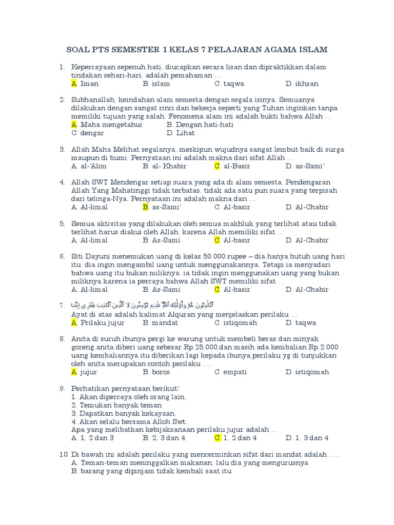 Contoh Soal Online Agama Islam Kelas 7 Semester 1: 7 Trik Jitu Taklukkan Ujian Sebelum Terlambat
