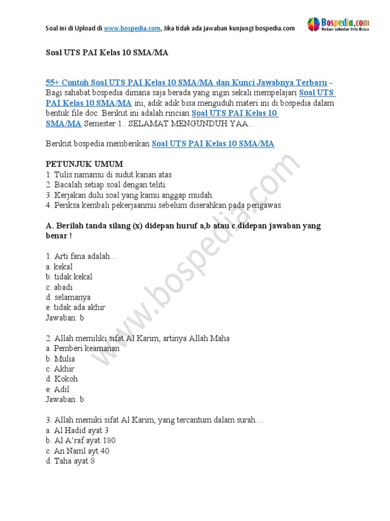 Contoh Soal PAI Kelas 10 Semester 1 Essay: 7 Tipe Soal HOTS 2026 dan Kunci Jawaban yang Wajib Kamu Kuasai Sebelum Ujian