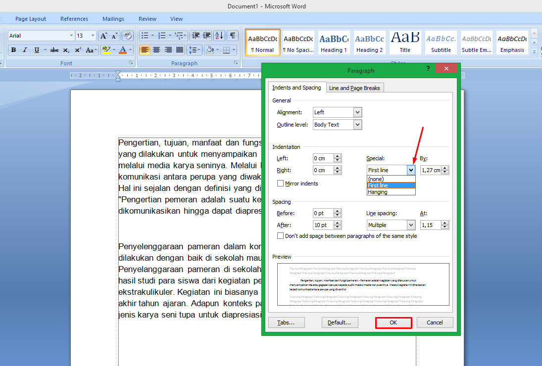 Cara Membuat Paragraf atau Alenia Otomatis di MS Word