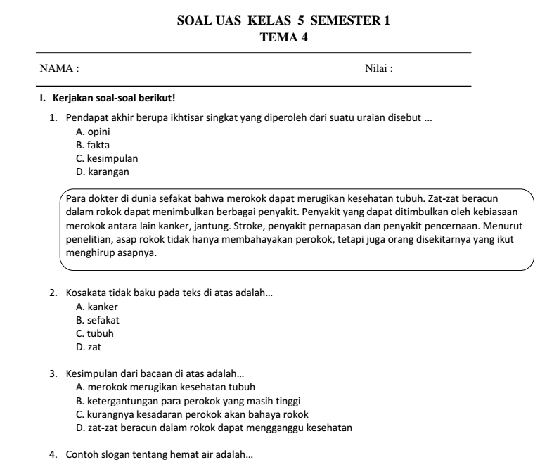Terbukti 7 Cara Dapatkan Download Soal Tema 4 Kelas 5 Revisi 2017 Sebelum Ujian Terbukti 7 Cara Dapatkan Download Soal Tema 4 Kelas 5 Revisi 2017 Sebelum Ujian