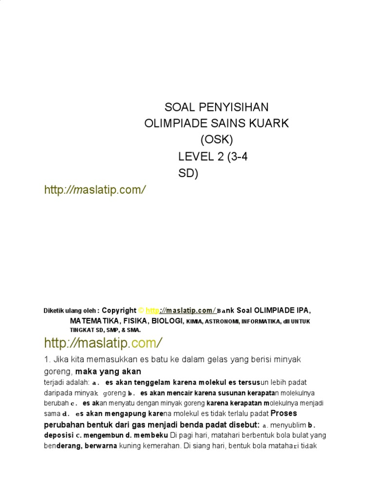 Ternyata Ini Contoh Soal Olimpiade Sains Kuark Kelas 1 yang Sering Muncul di Kompetisi, Wajib Dicoba Sebelum Terlambat! Ternyata Ini Contoh Soal Olimpiade Sains Kuark Kelas 1 yang Sering Muncul di Kompetisi, Wajib Dicoba Sebelum Terlambat!