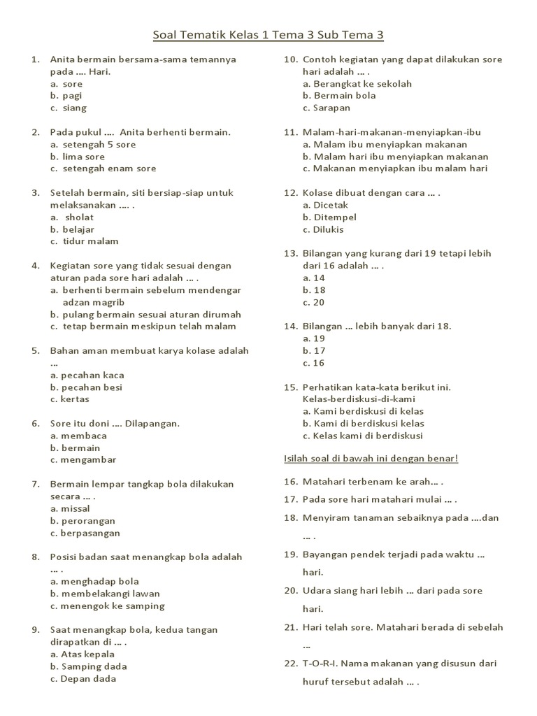 Terungkap Rahasia Mudah Download Soal Tematik Kelas 1 Tema 3 K13 Sebelum Ujian Dimulai Terungkap Rahasia Mudah Download Soal Tematik Kelas 1 Tema 3 K13 Sebelum Ujian Dimulai