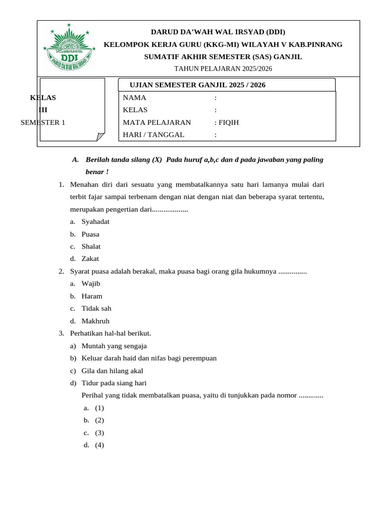 Rahasia Lulus Ujian dengan Kumpulan Soal Fiqih Kelas 3 Semester 1 Terbaru yang Wajib Tahu Rahasia Lulus Ujian dengan Kumpulan Soal Fiqih Kelas 3 Semester 1 Terbaru yang Wajib Tahu