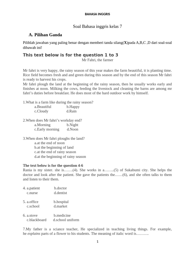 Rahasia Lulus Ujian dengan Kumpulan soal essay bahasa inggris kelas 7 semester 1 Terbaru Rahasia Lulus Ujian dengan Kumpulan soal essay bahasa inggris kelas 7 semester 1 Terbaru