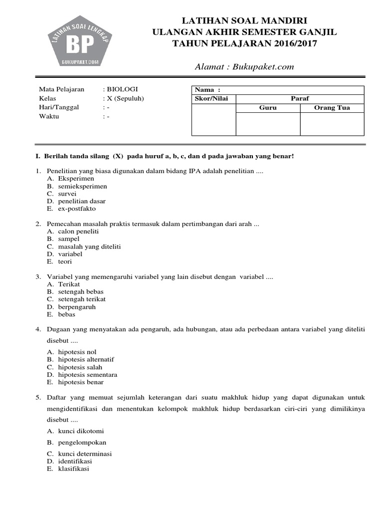 Rahasia Skor Sempurna dengan Latihan Soal UAS Biologi Kelas 10 Semester 1 Terbaru Rahasia Skor Sempurna dengan Latihan Soal UAS Biologi Kelas 10 Semester 1 Terbaru
