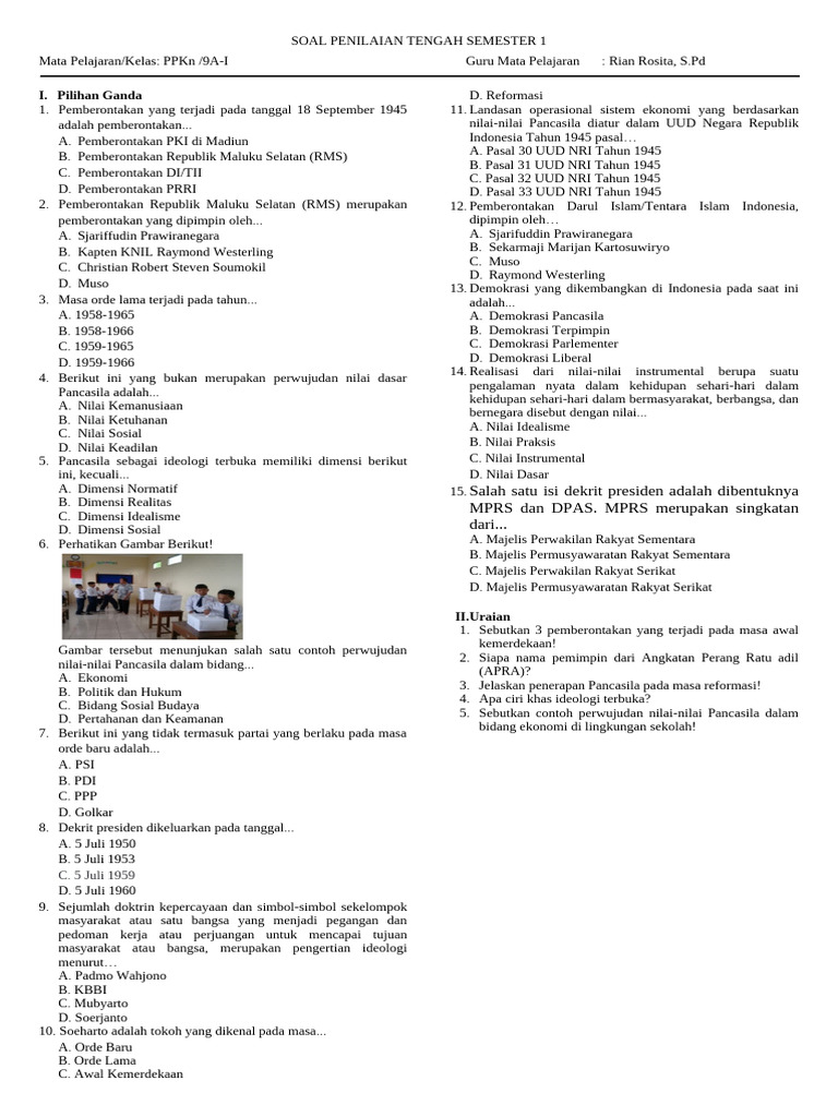Wajib Tahu Bocoran Soal Ujian PKN Kelas 9 Semester 1 Agar Nilai Langsung Maksimal Wajib Tahu Bocoran Soal Ujian PKN Kelas 9 Semester 1 Agar Nilai Langsung Maksimal