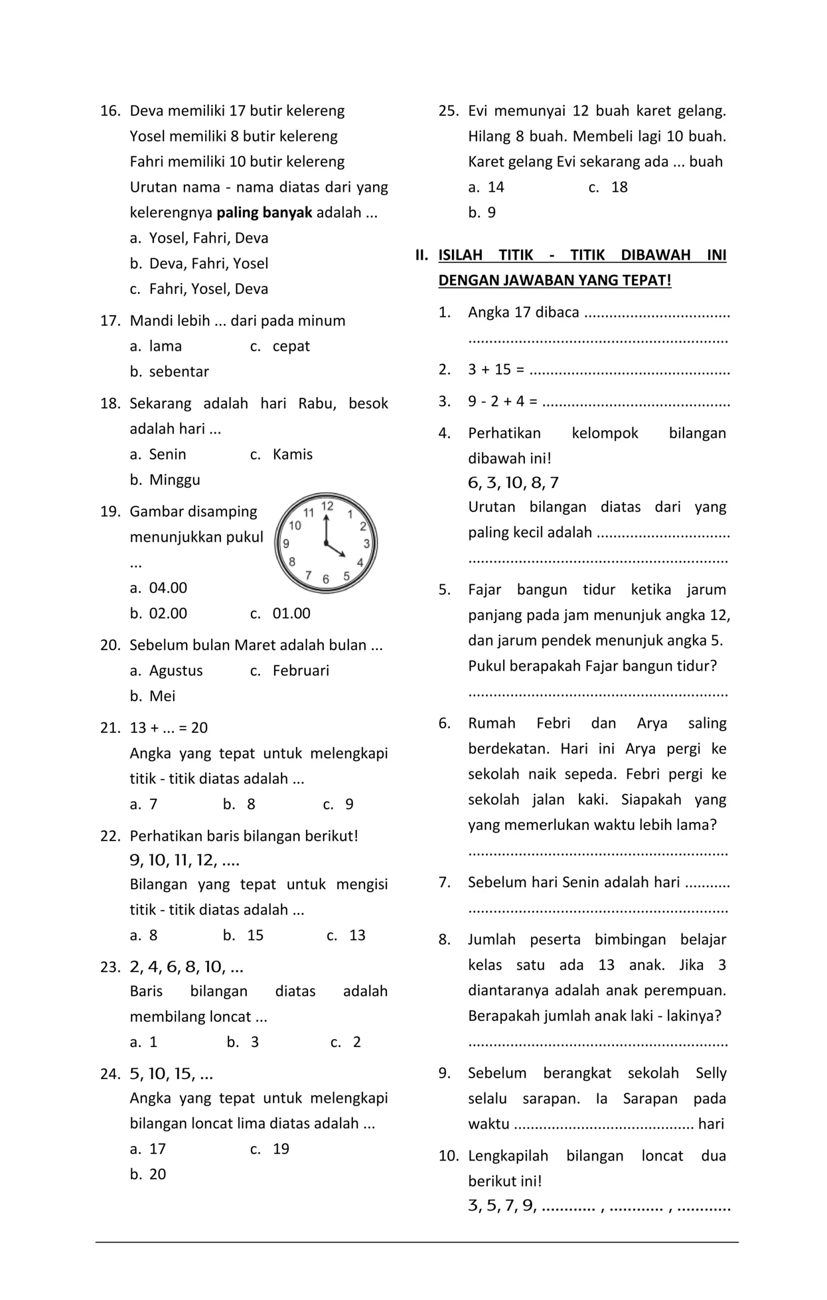 Wajib Tahu! Inilah Bocoran Soal UTS Kelas 1 Semester 1 Agar Anak Langsung Juara Wajib Tahu! Inilah Bocoran Soal UTS Kelas 1 Semester 1 Agar Anak Langsung Juara