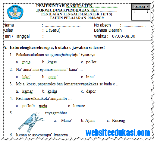 Wajib Tahu Kumpulan Soal Bahasa Daerah Kelas 1 Semester 1 Agar Anak Cepat Bisa